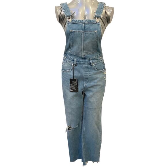 NWT Paige Noella Denim Distressed Overalls Women's Size 24 - Picture 1 of 4